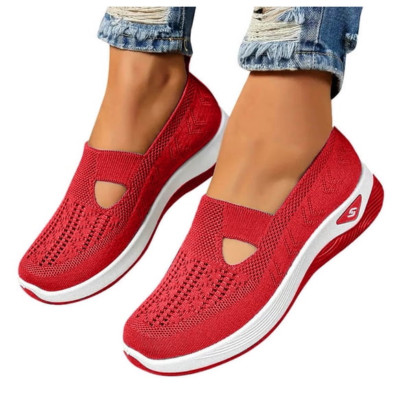 Orthopedic Walking Shoes for Women with Arch Support Comfortable Knit Arch Support Ortho Nursing Work Slip on Sneakers