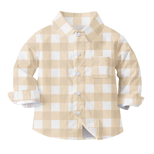 vdgthytj Toddler Boys Girls Plaid Button down Shirts Kids Collared Long Sleeve Uniform Dress Shirt Tops Spring Fall Clothes