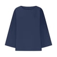 thumbnail image 4 of Tnhcen Chemise Décontractée pour Femme en Mélange Coton-Lin d'Automne à Col Rond, Manches 3/4 - Grande Taille, Hauts d'Automne Confortables P-5TG, 4 of 6