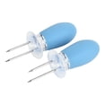 thumbnail image 1 of Braveheart 2pcs Brochette de Maïs Brochette en Acier Inoxydable avec Poignées en Silicone, Bleu, 1 of 9
