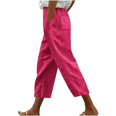 Cameland Pantalon Capri Grande Taille pour Femmes Mode Taille Élastique Pantalon Droit Pantalon Décontracté avec Cordon