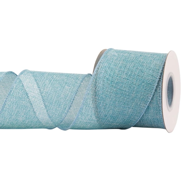 Joycrosso Ruban en Jute à Bordure Fil Métallique 3 Pouces x 10 Yards, Bleu Île, Idéal pour l'Artisanat, l'Emballage de Cadeaux, les Couronnes, le Sapin de Noël et les Décorations de Mariage Rustiques