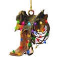 thumbnail image 2 of YAOMOBB Christmas Tree Decoration Creative Cowboy Themed Hat Xmas Tree Pendant Wild West Car Rear View Mirror Hanging, 2 of 6