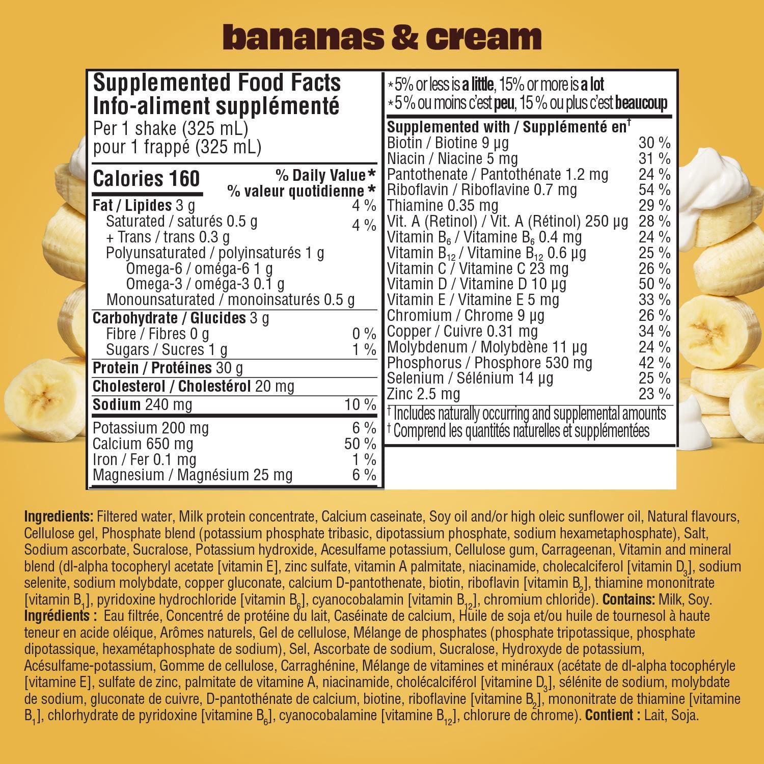 Premier Protein aux Bananes et à la Crème, Boisson Protéinée Prête à Boire, Lot de 4