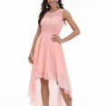 thumbnail image 2 of Pompotops Robe de Demoiselle d'Honneur Hi-Lo en Dentelle Florale pour Femme Sans Manches Robe Longue Formelle de Mariage, 2 of 8