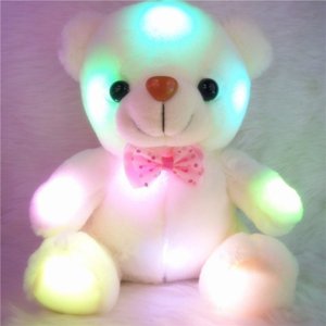 LED En peluche ours en peluche animal farci petit ours en Teddy Glow in The Dark Light-Up Toy White, 8,6''