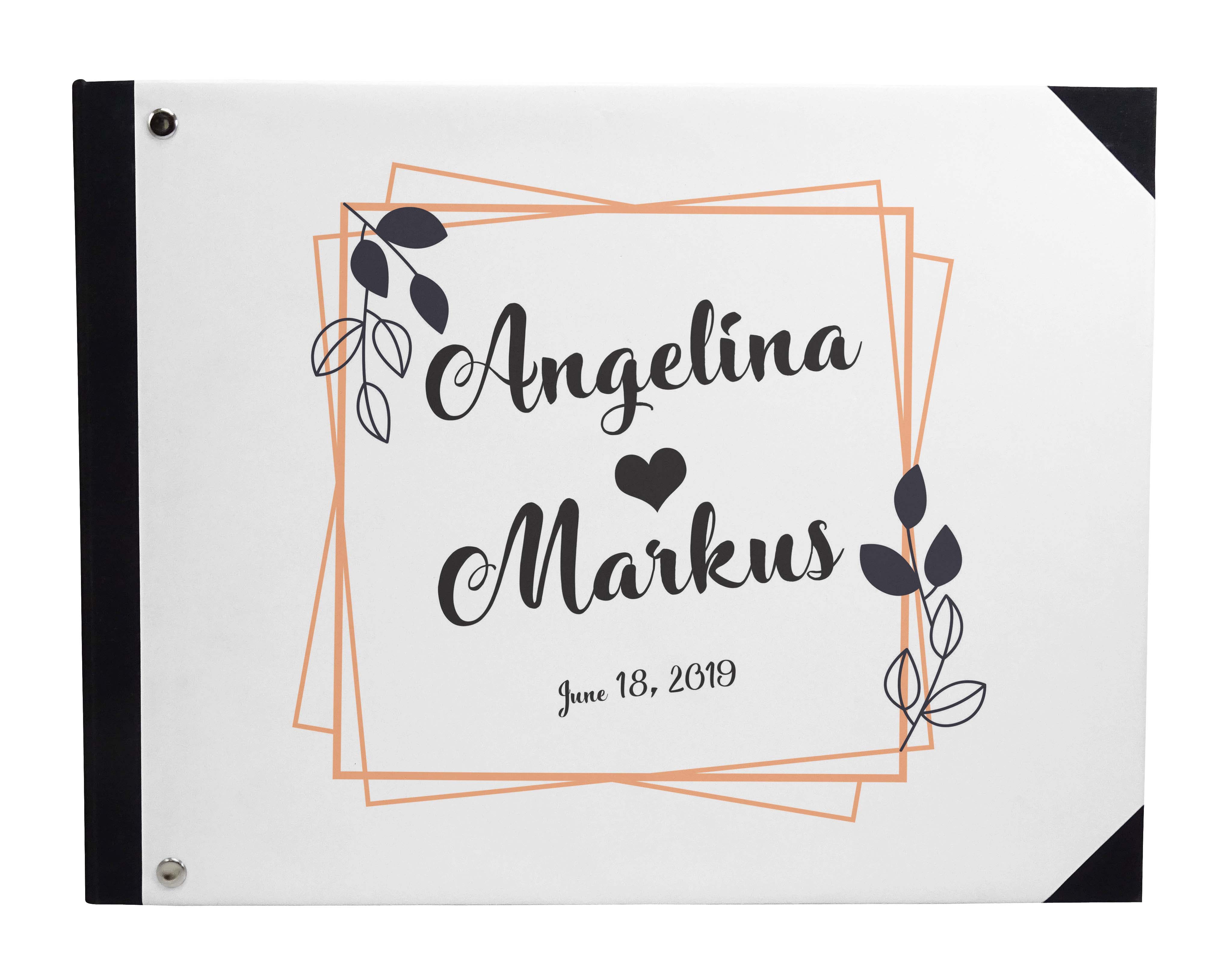 Darling Souvenir White Leaves Printed Hardbound Cover Guestbook For Wedding Guest Sign In Book Registry-9 x 12 Inches