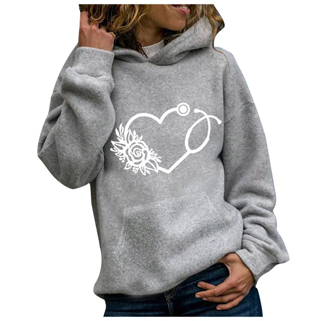 Pull à Capuche pour Femmes Pull Décontracté à Capuche pour Femmes Chandail en Molleton Imprimé à Manches Longues