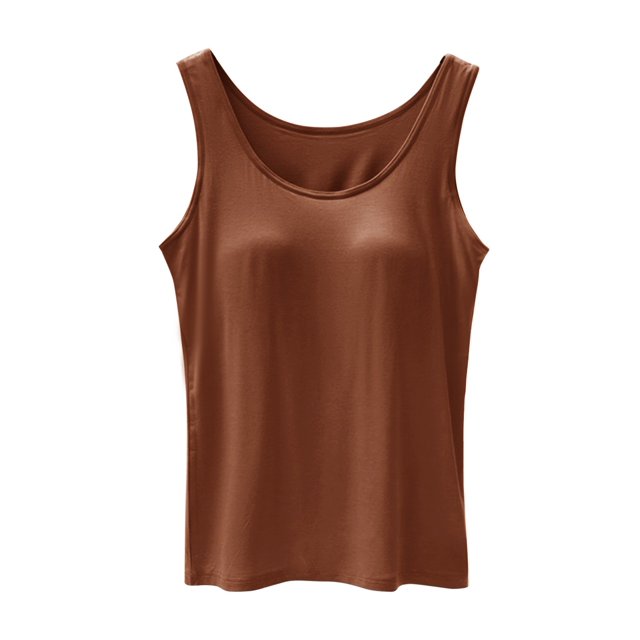 B91xZ Débardeur en Coton pour Femmes Bretelles Spaghetti Réglables, Marron L