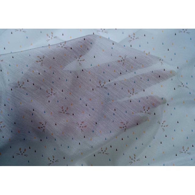 oneOone Tissu Coton Soie Triangle et Visage de Chat Imprimé Animal BTY 42 Pouces de Large