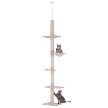 PawHut 8.5ft Cat Climbing Tree 5-Tier Kitty Activity Center, Beige