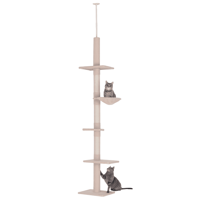 CoSoTower 8.5ft Arbre d'escalade du chat 5-Tier Centre d'activités Kitty avec Craquage Post Beige