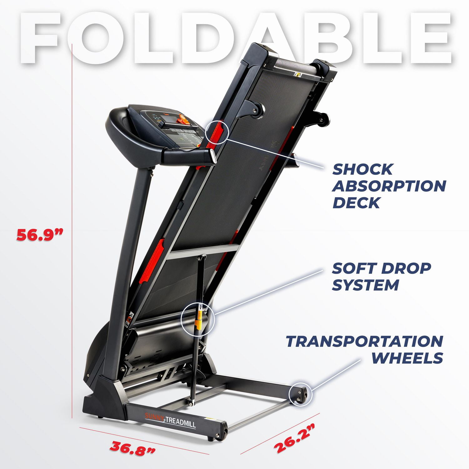 Tapis de course intelligent et pliable Sunny Health & Fitness Premium avec inclinaison automatique et connectivité Bluetooth améliorée (application exclusive SunnyFit®)