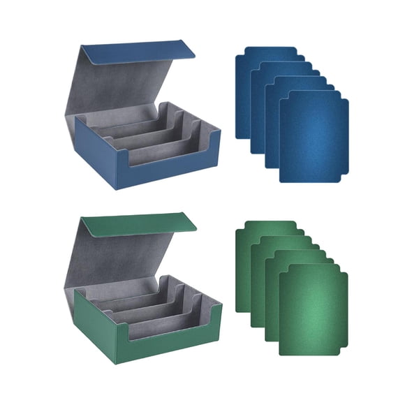 Bunblic 2 Pieces Card Deck Box Sport Cards Box Display Magnetics Closure with 8 Card Dividers Collectible Organizer Sports Cards Case Blue Green