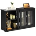 thumbnail image 1 of Giantex Stackable Buffet Cabinet, Kitchen Storage Cabinet with Sliding Tempered Glass Doors, Small Sideboard for Kitchen, Dining Room or Living Room, Black, 1 of 8