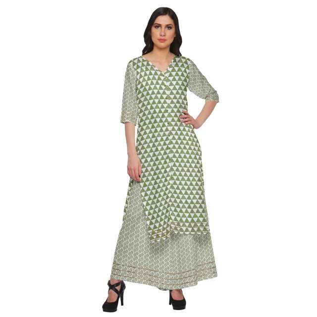 Moomaya Ensemble Grande Taille Imprimé Palazzo et Kurta Robe Ethnique pour Femmes