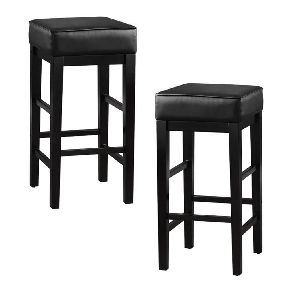 Bowery Hill Faux Leather Espresso Bar Stool Square 29" Unassembled