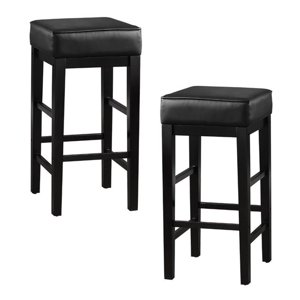 Bowery Hill Faux Leather Espresso Bar Stool Square 29" Unassembled