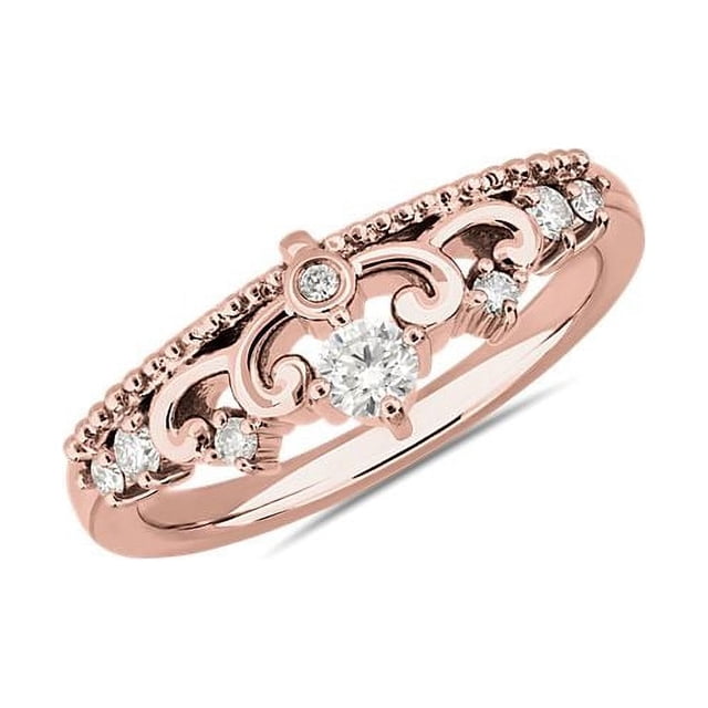 0.15 Ct Round Cut Natural Diamond Unique Eternity Band for Anniversary Solid 18K Rose Gold Size 4