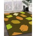 thumbnail image 3 of Ahgly Company Tapis d'Intérieur Lavable à la Machine, Carré, Transitionnel, Brun, Tapis de Zone, 4 Pieds Carré, 3 of 7