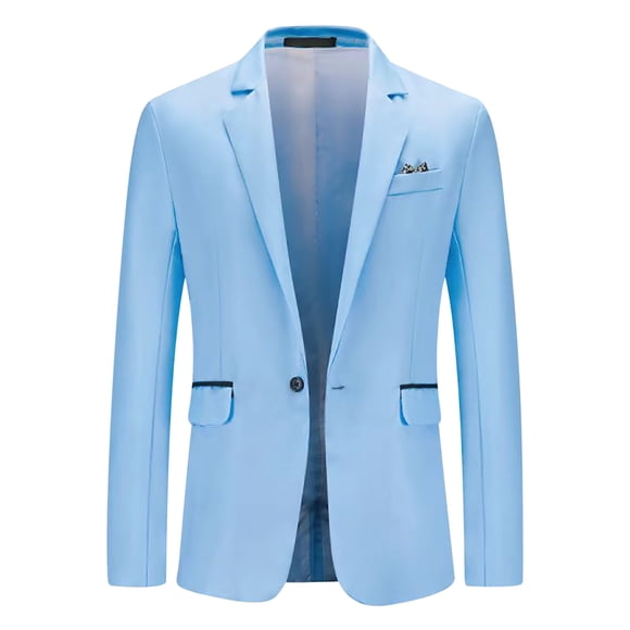 IROINNID Mens Blazer Reduced Leisure New Suit Color Matching Single Breasted Slim Middle-aged Suit Long Sleeve Hoodless Outwear & Jackets,Sky Blue
