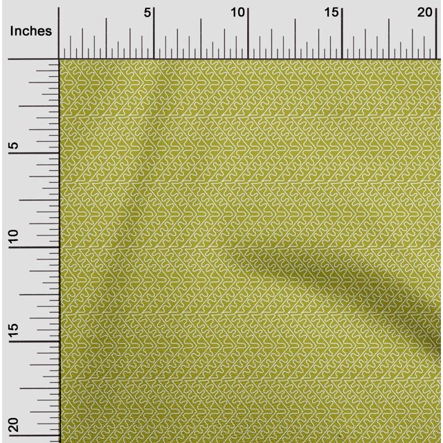 oneOone Silk Tabby Fabric Hand Drawn Curve Block Printed Fabric 1 Yard 42 Inch Wide