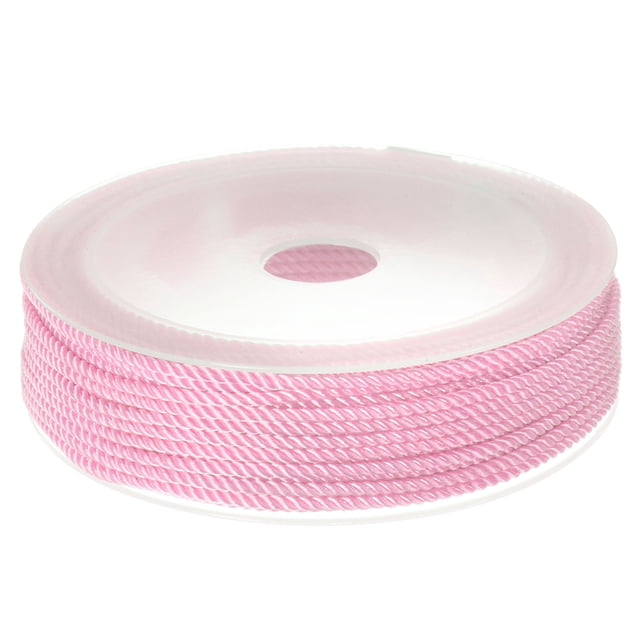 Unique Bargains Twisted Nylon Twine Thread Beading Cord 2mm 13M/43 Feet Extra Strong Braided Nylon String, Pink