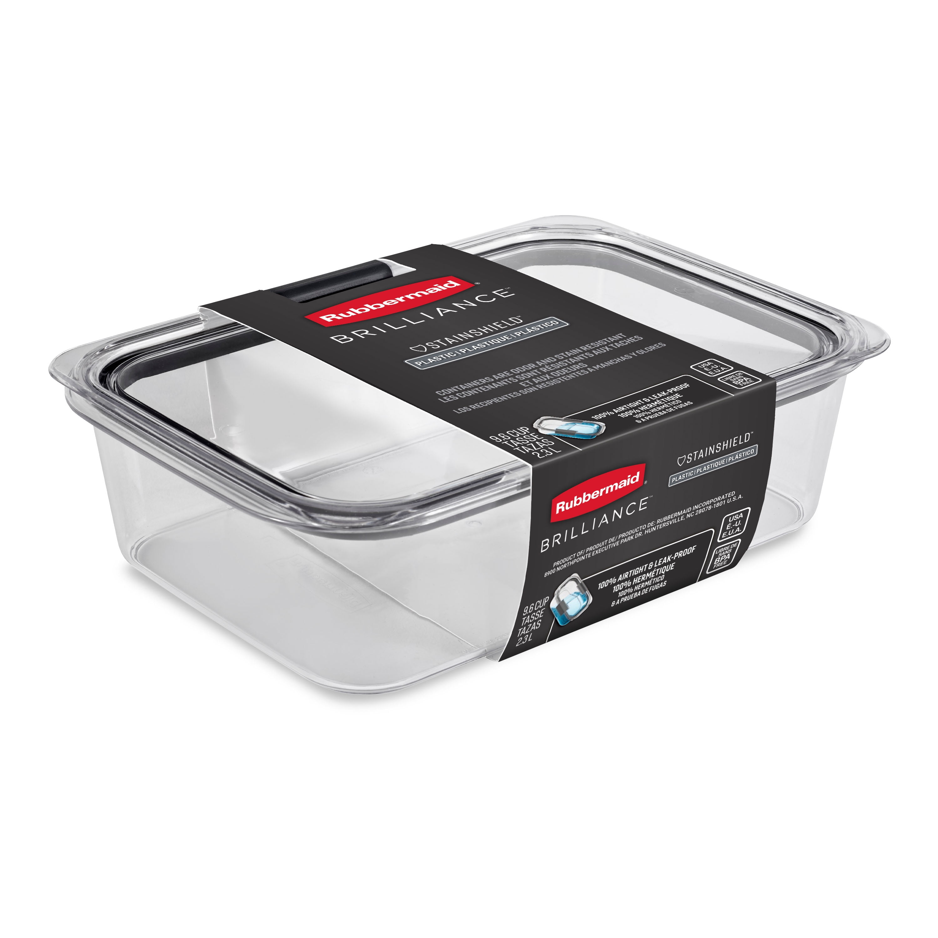 Contenant de rangement alimentaire en plastique Rubbermaid Brilliance, 2,3 L (9,6 tasses), 1 pièce