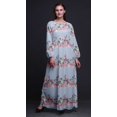 thumbnail image 3 of Bimba Robe Maxi à Manches Longues pour Femmes en Georgette Mousse avec Renoncules et Chrysanthèmes Imprimés Floraux, Taille Élastique - XX-Grand, 3 of 5