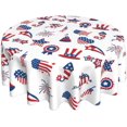 thumbnail image 1 of 4th of July Tablecloth 60 Inch Round, Patriotic Memorial Day Tablecloths Stain Resistance Polyester Independence Day American Flag Table Cloth for Party Picnic Dinner Holiday Decor, 1 of 1