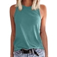 thumbnail image 1 of Débardeur pour Femmes Chemises d'Été Tendance Dames Couleur Unie Sans Manches Col Rond Décontracté Hauts pour Femmes T-Shirt Basique Vert Foncé m, 1 of 1