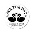 thumbnail image 1 of Darling Souvenir Round 45 Pcs Loving Swans Save The Date Stickers Personalized Bride Groom Names And Date Envelope Seals - White, 1 of 4