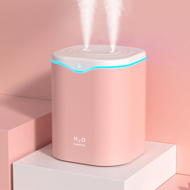 Dvkptbk Humidifier Large Room Double Spray Humidifiers for Bedroom, 2L Desktop Cool Mist Humidifiers for Baby Rooms Travel Office, Auto Shut-Off, Super Quiet