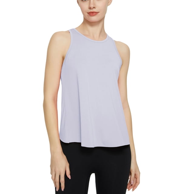 Timegard Camisoles d'Entraînement pour Femmes Col Rond Chandails de Course Athlétiques Décontractés Couleur Unie Sans Manches