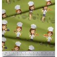 thumbnail image 2 of Soimoi Poly Georgette Fabric Cook Girl Printed Fabric 1 Yard 52 Inch Wide, 2 of 3