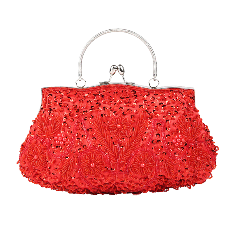 Beaded sequins design floral dinner purse, clutch bag