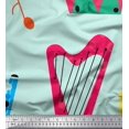 thumbnail image 1 of Soimoi Green Poly Georgette Fabric Guitar & Xylophone Musical Instrument Print Sewing Fabric Yard 42 Inch Wide, 1 of 3