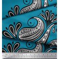 thumbnail image 3 of Soimoi Blue polyester Crepe Fabric Geomertic & Paisley Print Sewing Fabric Yard 42 Inch Wide, 3 of 3