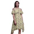 thumbnail image 1 of Bimba Beige Bird Printed Womens Cold Shoulder Tunic Party Round Neck Shift Dress - XXX-Large, 1 of 6