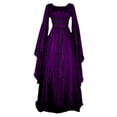 thumbnail image 1 of LOVZFMLL Costume Renaissance pour Femme Médiéval en Velours Taille Ajustée Longues Robes Manches Évasées Fluide Élégante Robe Maxi Halloween Cosplay, 1 of 4