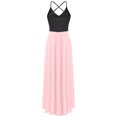 thumbnail image 1 of Fridja Womens Splicing O-Nack Casual Sling Backless Solid Halter Mid-Calf Dress, 1 of 4