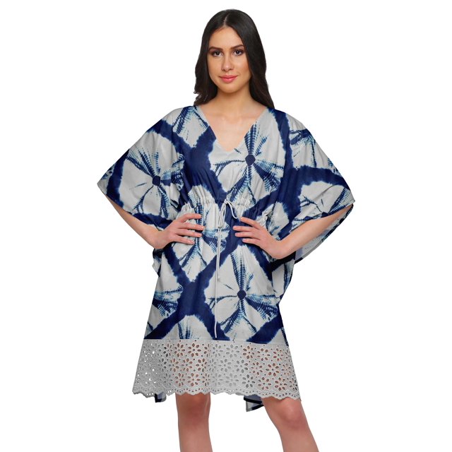 Moomaya Printed Bikini Cutwork Lace Caftan Kaftan Dresses For Women Plus Size