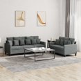 thumbnail image 1 of vidaXL 2 Piece Sofa Set with Cushions Dark Grey Fabric, 1 of 4