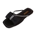 thumbnail image 1 of Slide for Womens Flat Open Square Toe Rhinestone Strappy Bow Non Slip Beach Summer Sandals Black, 1 of 9