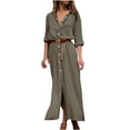 thumbnail image 2 of Jienlioq Robe Formelle pour Femmes Mode Femmes Été Décontractée Robe Unie Col en V Manches Longues Robe Ample, 2 of 6