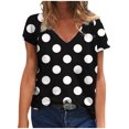 thumbnail image 2 of JDQJBZ T-Shirt à Manches Courtes pour Femmes Haut d'Été, Blouse Décontractée Ample de Mode pour Femmes Impression T-Shirt à Col en V Blouse T-Shirt Imprimé, 2 of 5