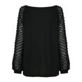 thumbnail image 4 of RKSTN Mode Femme T-Shirt à Col Rond Ajouré à Manches Longues Automne Blouse Unie Hauts, 4 of 6
