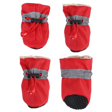 Qiilu Bottes pour Animaux Imperméables, 4 Pcs/ensemble Chaussures Antidérapantes pour Chien Bottes Imperméables Chaussettes pour Chien Rembourrées en Coton Doux, Bottes pour Chien
