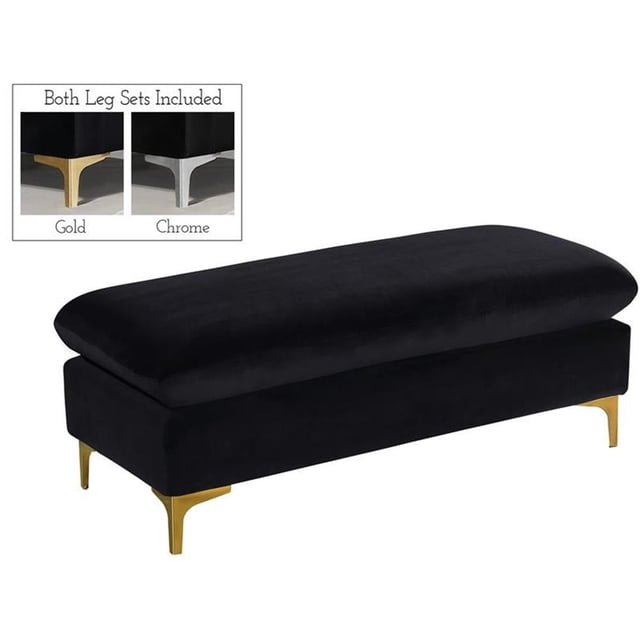 Meridian Furniture Naomi Pouf en Velours Noir