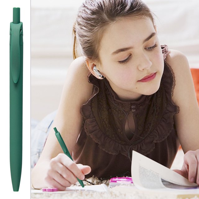 Stylo à Encre Gel 0,5 mm Rétractable, Stylo-Bille Silencieux pour Journal, École, Bureau, Vert Armée, Baril avec Encre 2 ml pour Femmes, Enfants, Vert Armée
